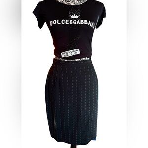 Lolita Lempicka Paris Pinstrip Pleated Skirt. Sz 4